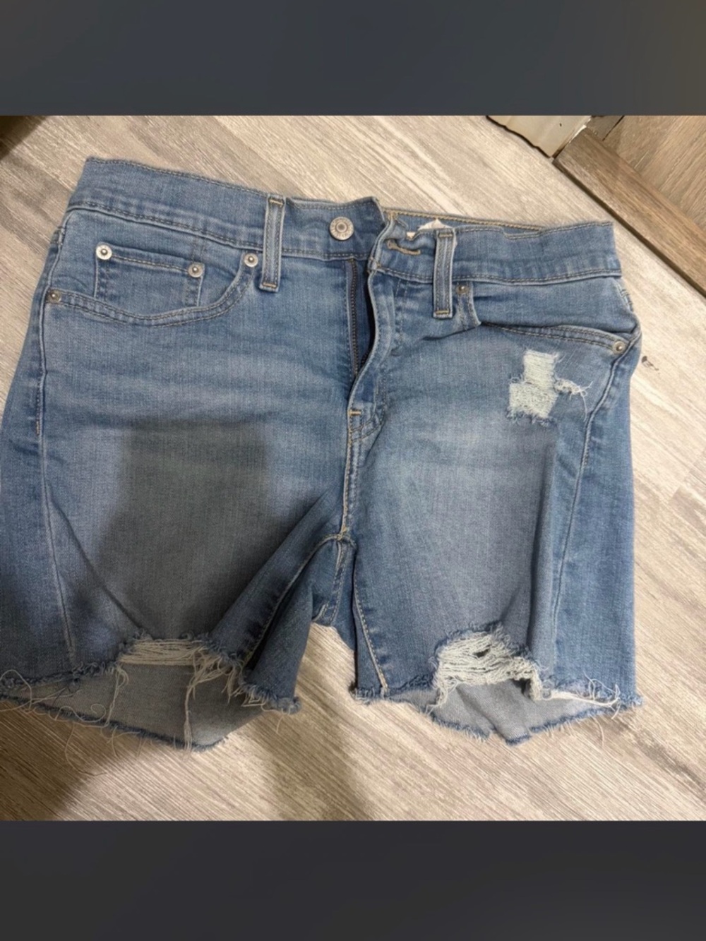 Levi's Light Blue Distressed Jean Shorts